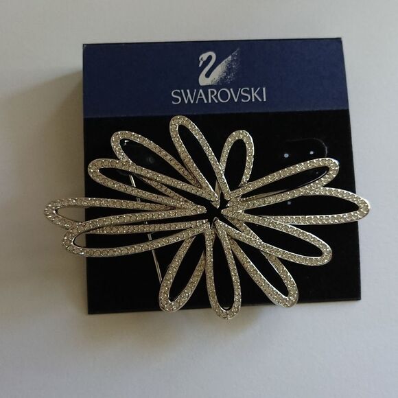 Silver tone Exquisite Swarovski BROOCH - Picture 1 of 7